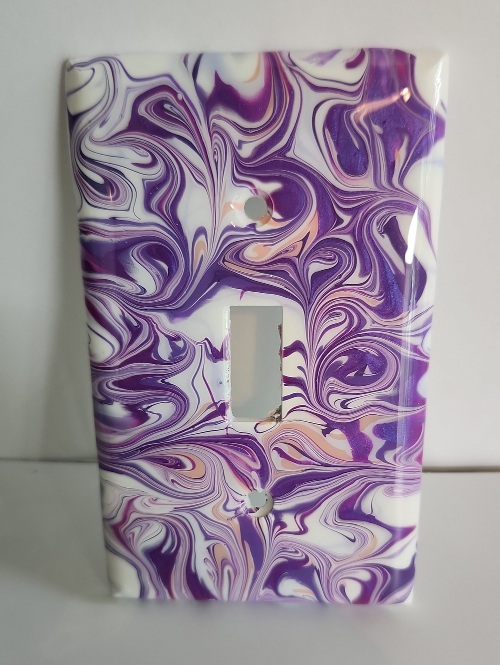 Hand Crafted Painted Purple Marble Single Toggle Switch Plate Cover